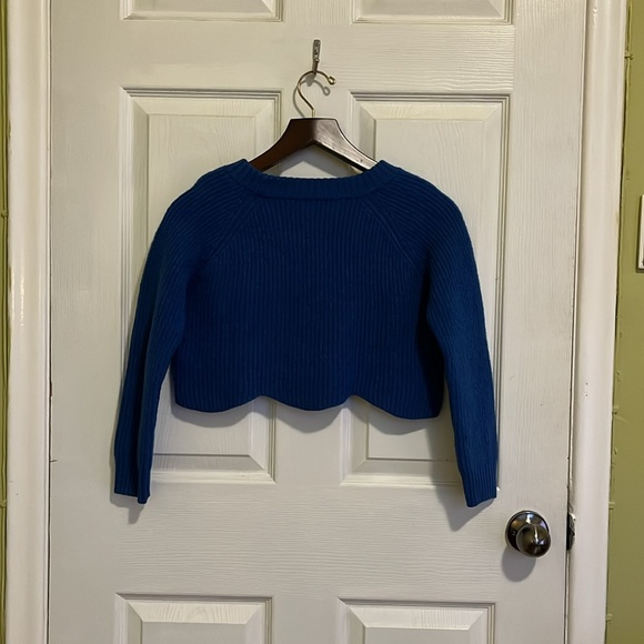 Wilfred Sardou merino wool cropped sweater with scalloped hem - Picture 3 of 4